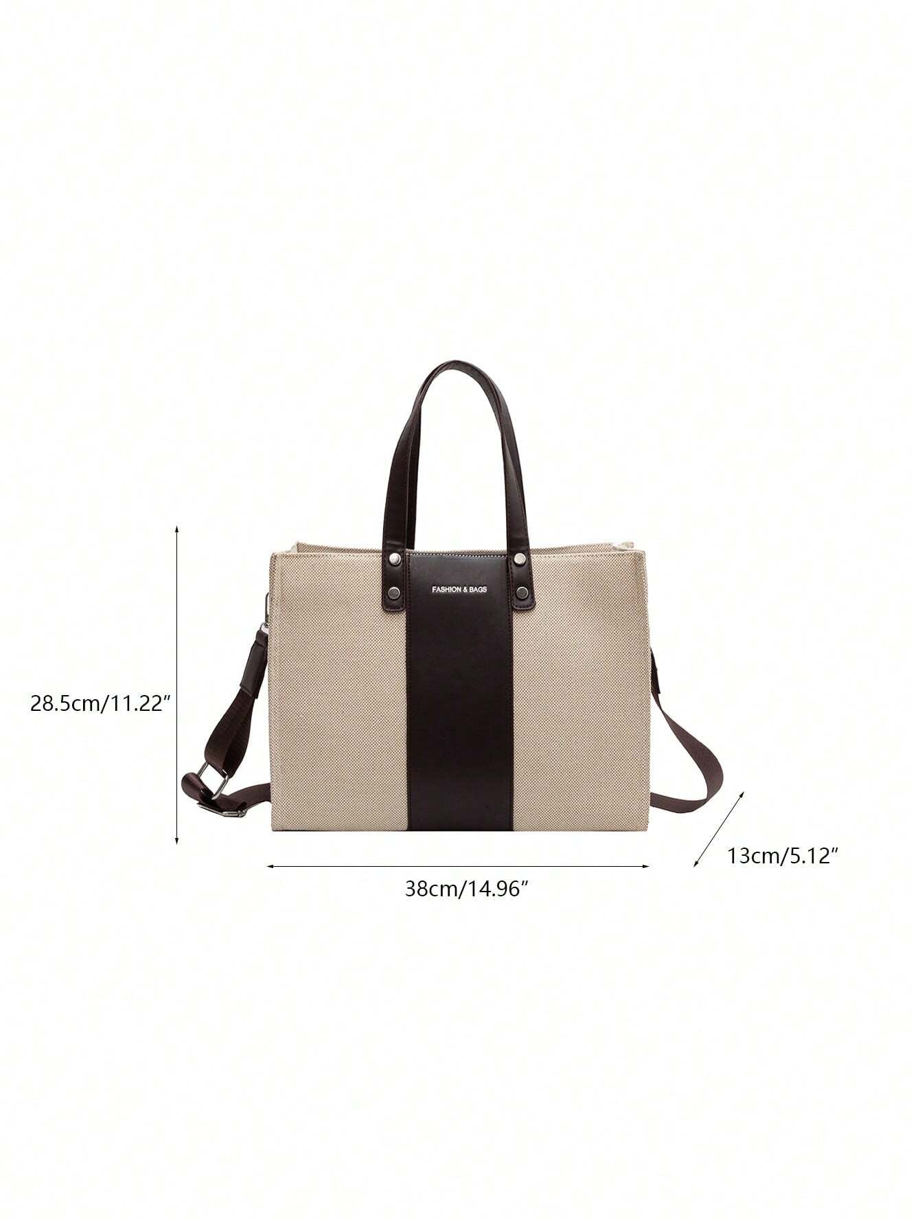 Bolso tote beige y café para mujer detalle de medidas