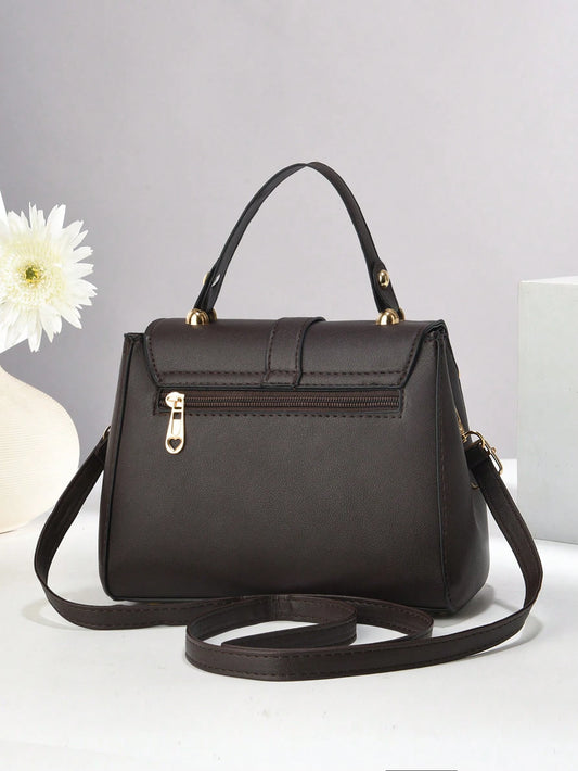 bolso café elegante con asa superior