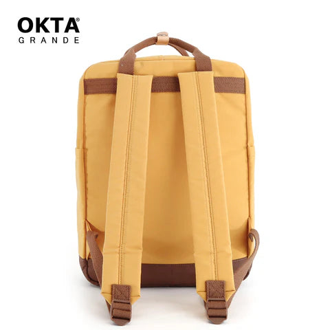 parte trasera bolso mostaza mochila para dama