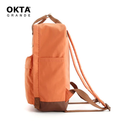 vista posterior bolso coral mochila para dama