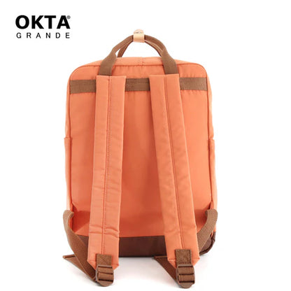 vista trasera bolso coral mochila para dama