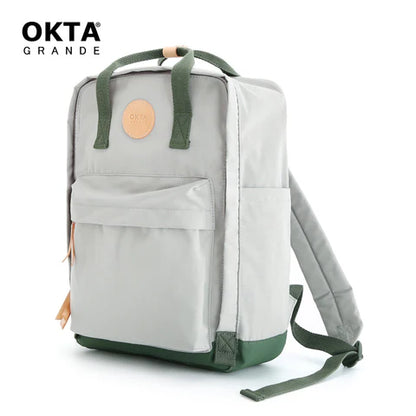 vista lateral bolso gris mochila para dama