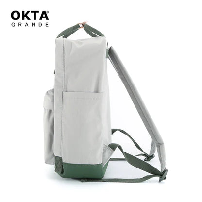 vista posterior bolso gris mochila para dama