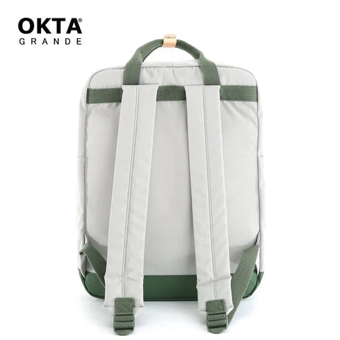 vista trasera bolso gris mochila para dama