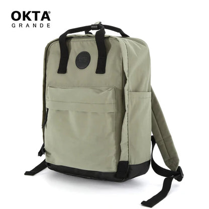 vista lateral bolso verde oliva mochila para dama