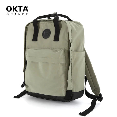 vista lateral bolso verde oliva mochila para dama
