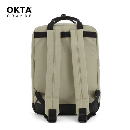 vista trasera bolso verde oliva mochila para dama