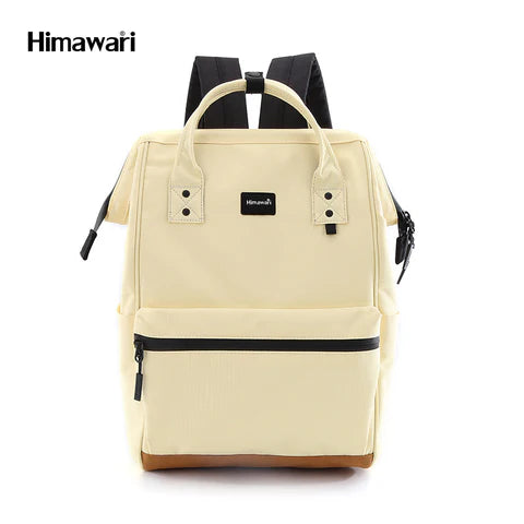 vista frontal mochila beige Himawari para laptop
