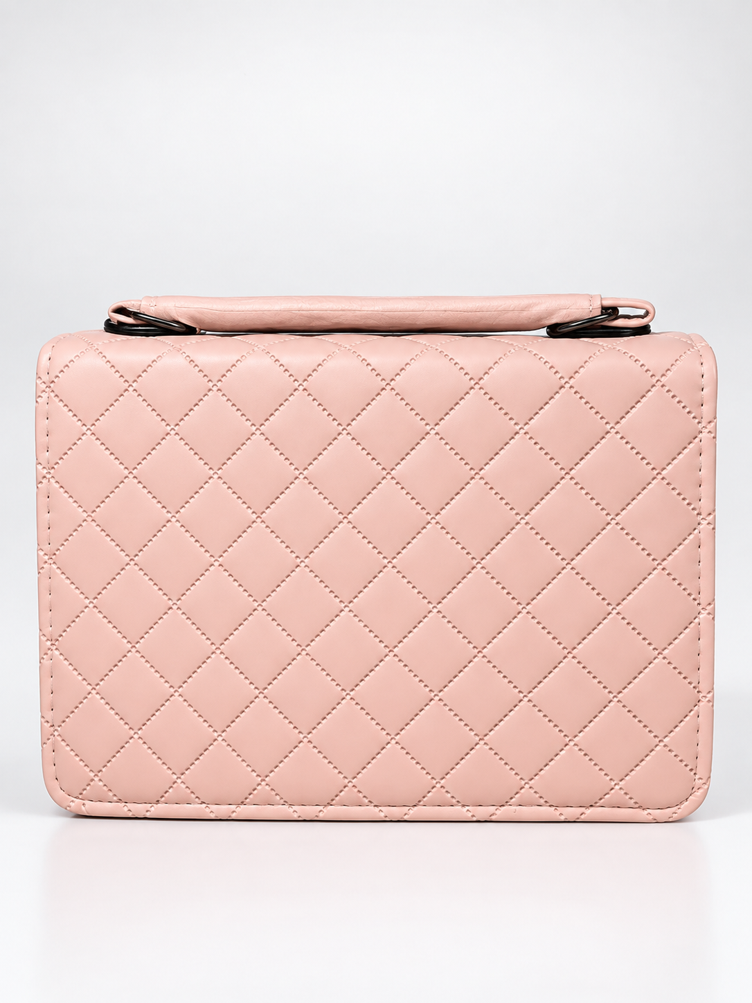 Bolso bandolero rosa para mujer vista posterior con acabado acolchado