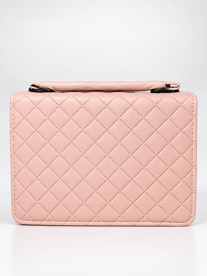 Bolso bandolero rosa para mujer vista posterior con acabado acolchado