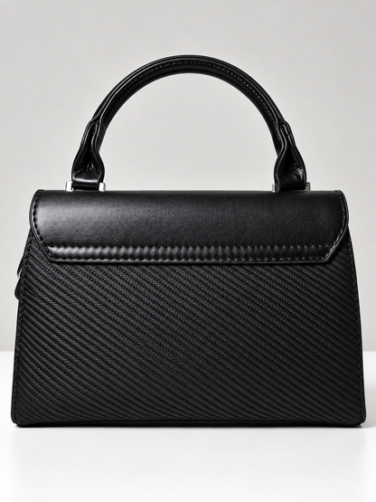 Bolso negro para mujer vista posterior texturizada