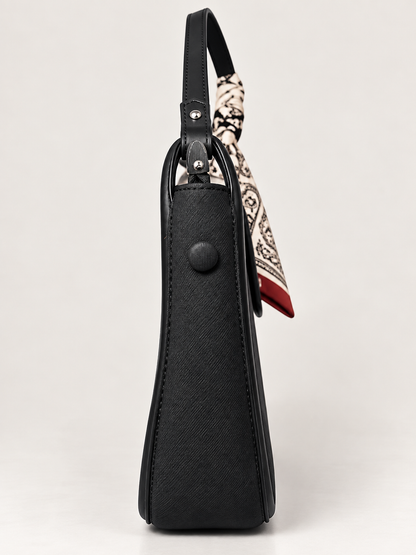Bolso de hombro negro para mujer – vista lateral y acabado