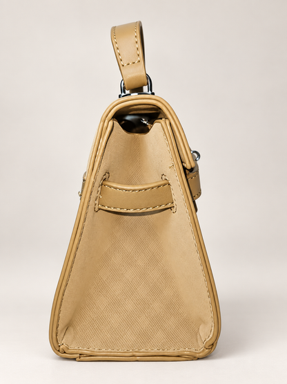 Bolso de mano beige para mujer – vista lateral y estructura