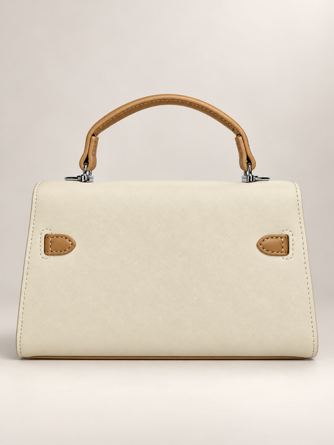 Bolso estructurado crema para mujer vista posterior