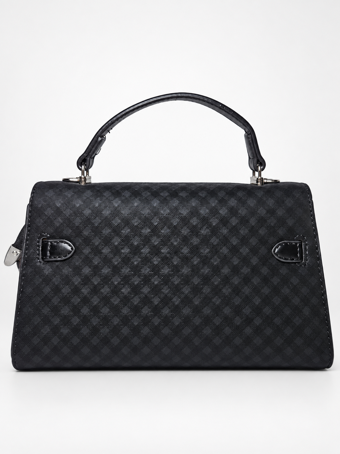 Bolso estructurado negro para mujer vista posterior