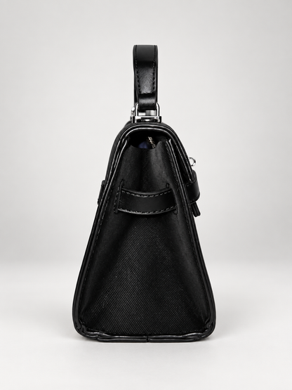 Bolso estructurado negro para mujer vista lateral