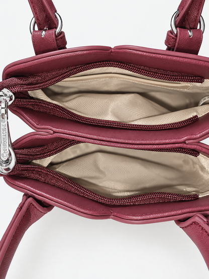 Bolso vino tinto para mujer detalle interior con compartimentos
