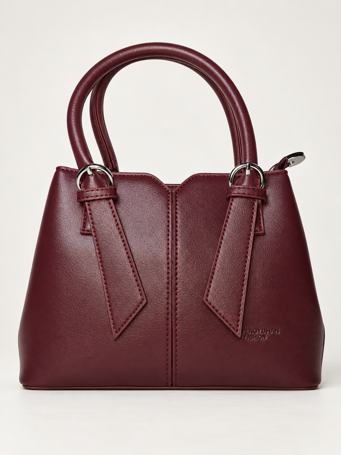 Bolso vino tinto para mujer vista frontal con doble asa