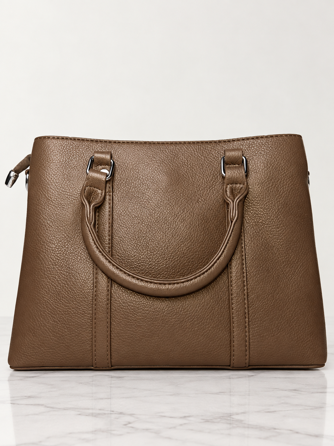 Bolso tote café para mujer vista posterior con doble asa