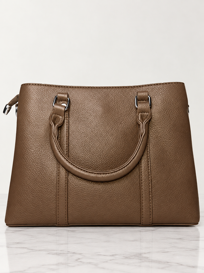 Bolso tote café para mujer vista posterior con doble asa