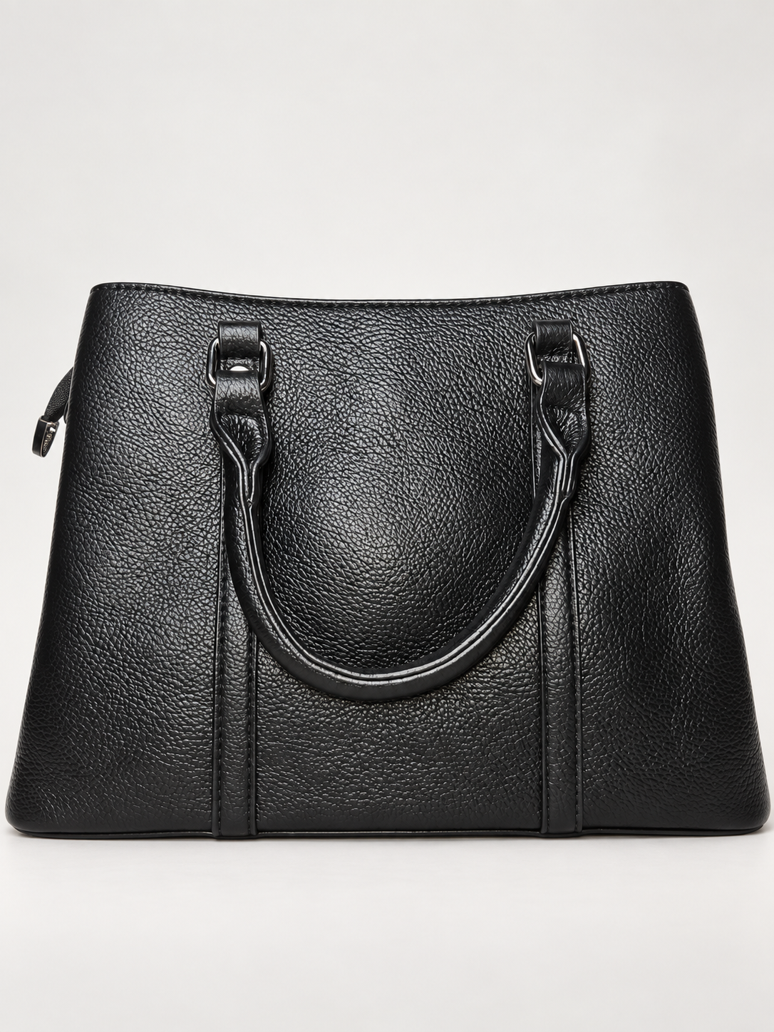 Bolso tote negro para mujer vista posterior y acabado texturizado