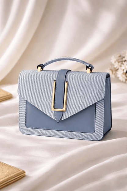 bolso azul elegante texturizado para dama
