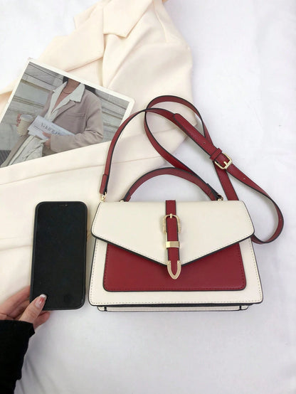 bolso pequeño beige y burdeos para dama