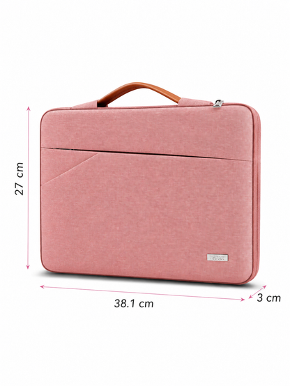 Funda rosa para laptop para mujer detalle de medidas 38.1 por 27 cm