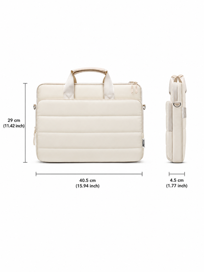 Bolso para laptop beige con medidas 40.5 x 29 x 4.5 cm