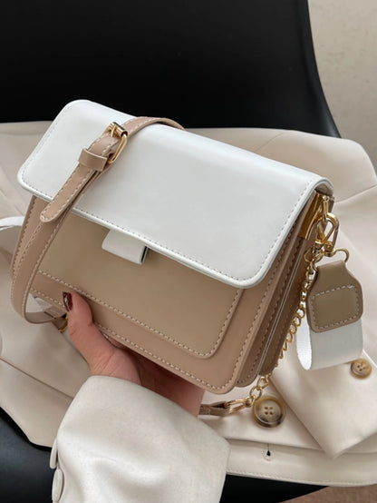 bolso beige blanco cuadrado para dama