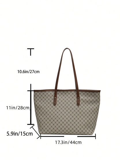 Bolso tote caqui para mujer detalle de medidas y asas café
