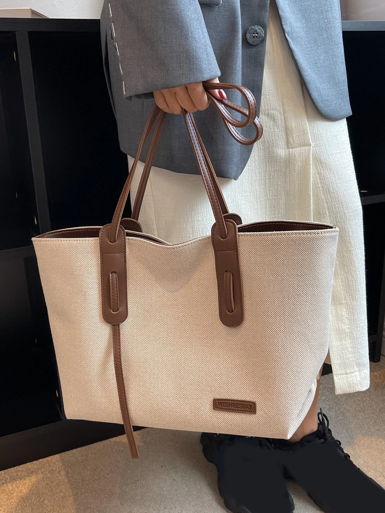 bolso beige tote para dama
