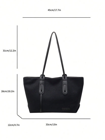 Bolso tote negro para mujer detalle de medidas y estructura