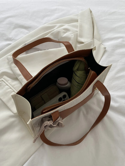 Bolso beige y marrón para mujer detalle interior con cremallera