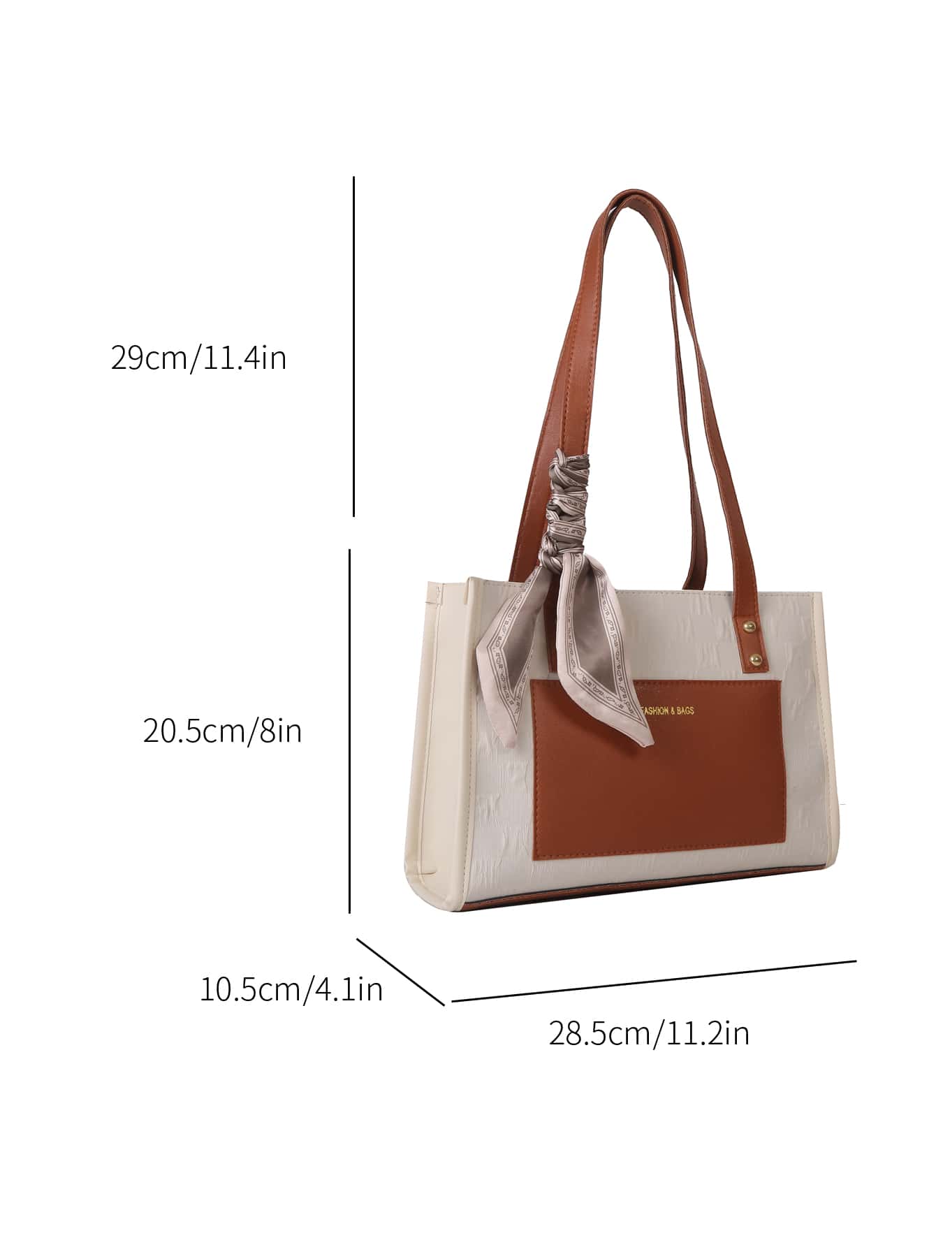 Bolso beige y marrón para mujer medidas del bolso