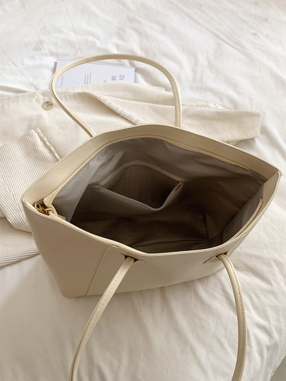 bolso tote beige para mujer con interior amplio y bolsillo interno