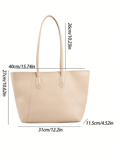 bolso tote beige para mujer con medidas referenciales
