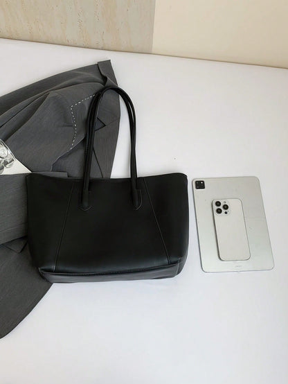 Bolso tote negro para mujer vista completa con gran capacidad