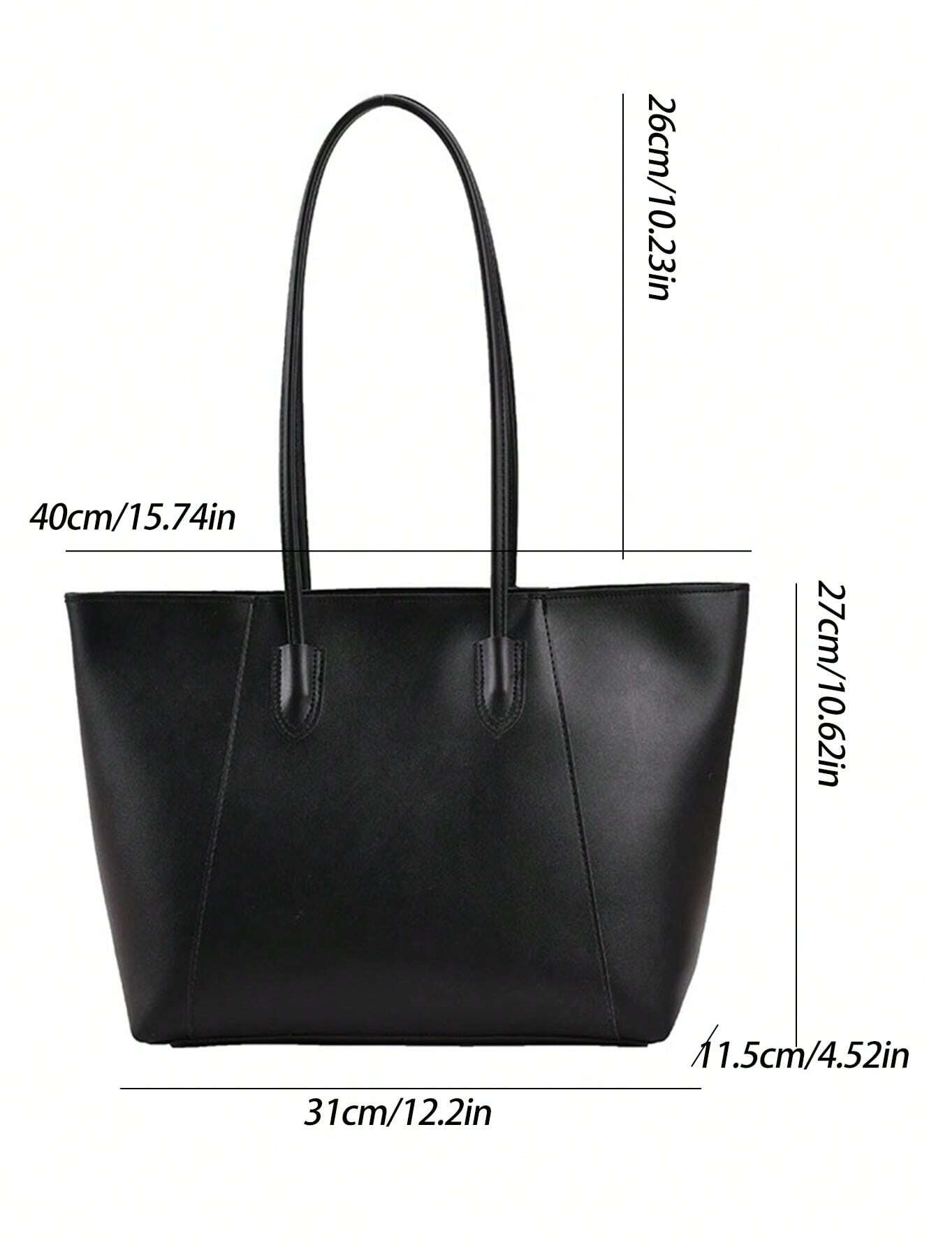 Bolso tote negro para mujer con medidas y asas largas