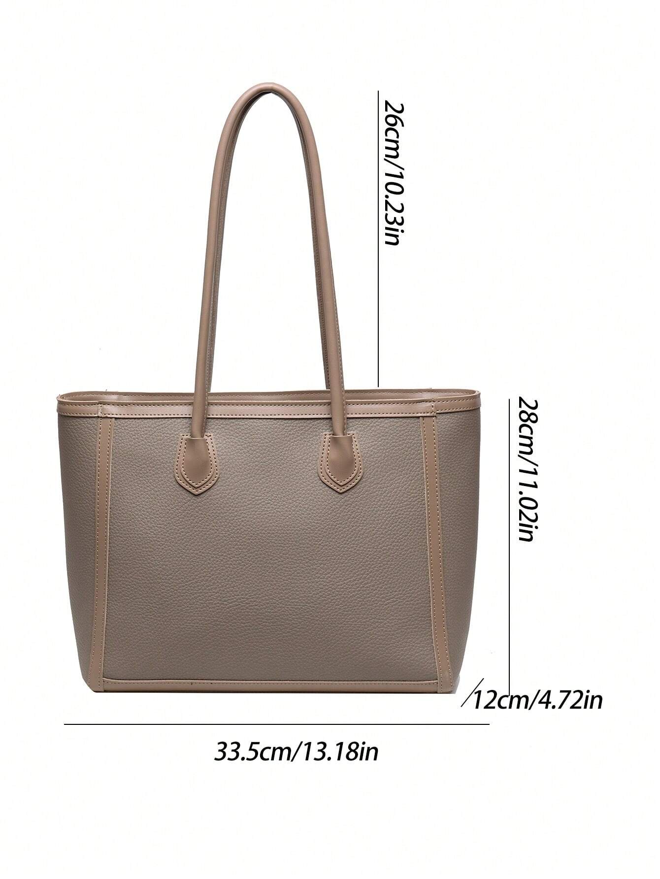 Bolso tote gris taupe para mujer con medidas y asas largas