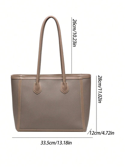 Bolso tote gris taupe para mujer con medidas y asas largas
