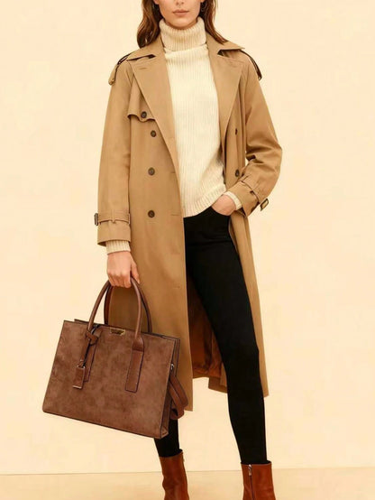 Bolso tote café para mujer llevado de mano estilo ejecutivo