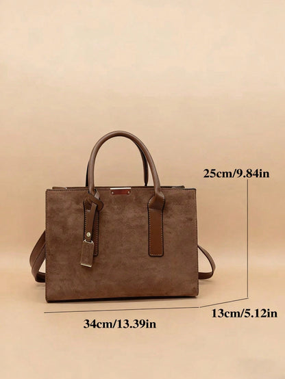 Bolso tote café para mujer con medidas 34 por 25 centímetros