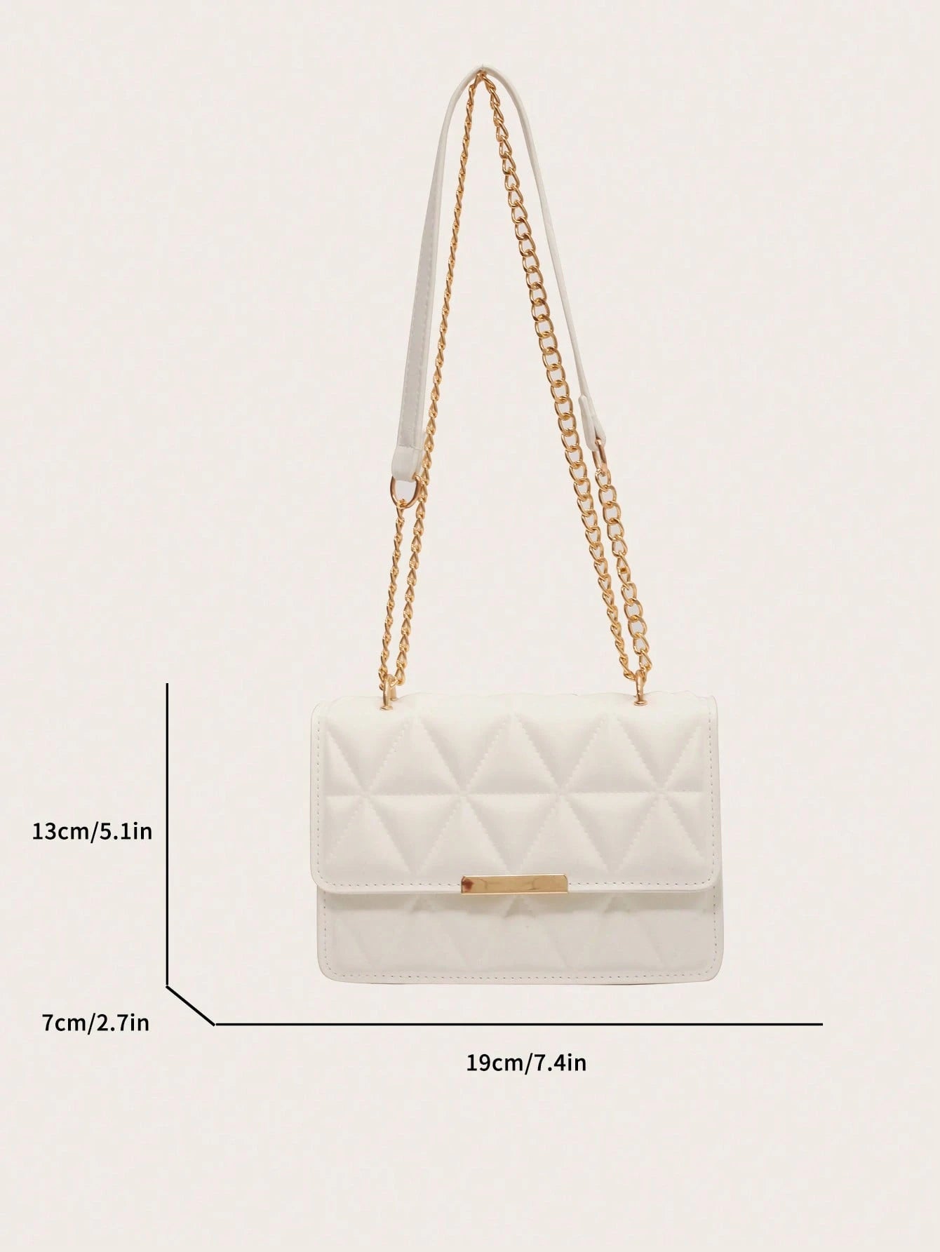 medidas del bolso blanco 19×13×7 cm