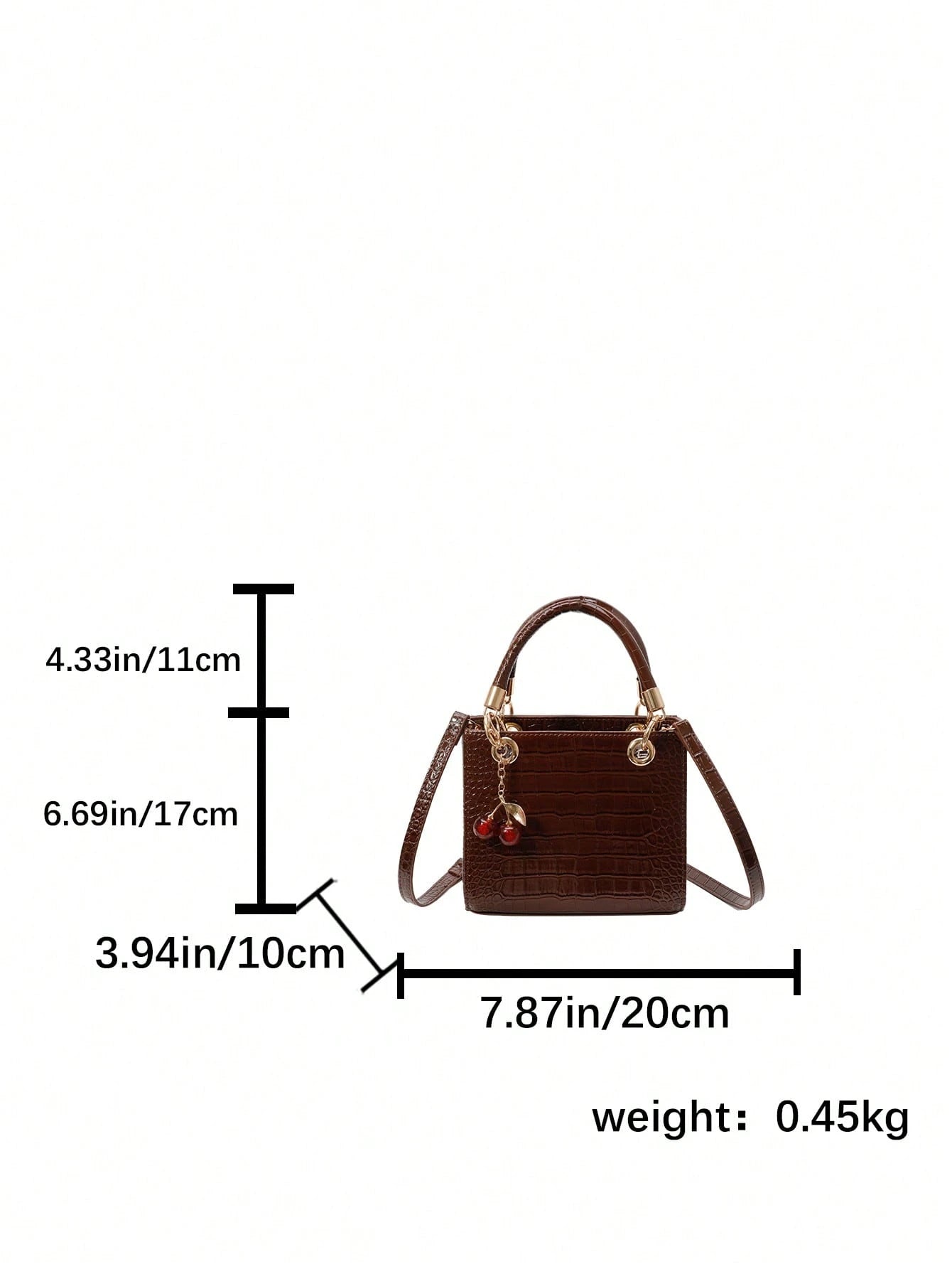 medidas del bolso café croco 20 × 17 × 10 cm