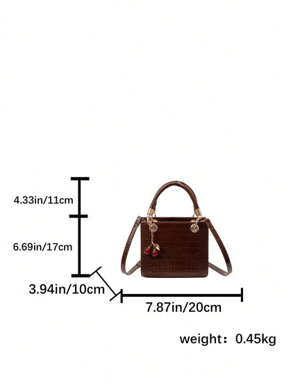 medidas del bolso café croco 20 × 17 × 10 cm