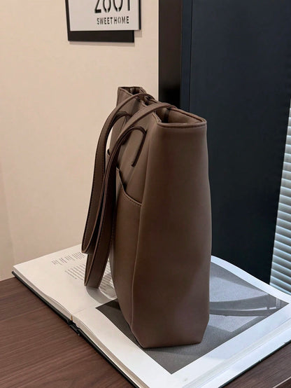 Bolso tote marrón chocolate para mujer vista lateral
