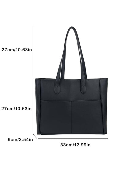 Bolso tote negro para mujer detalle de medidas y capacidad