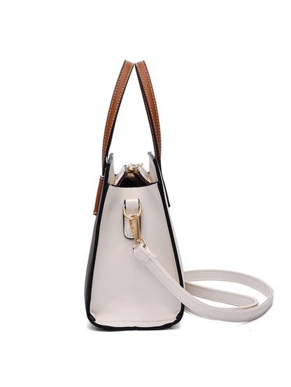 Bolso estructurado beige para mujer vista lateral con correa removible