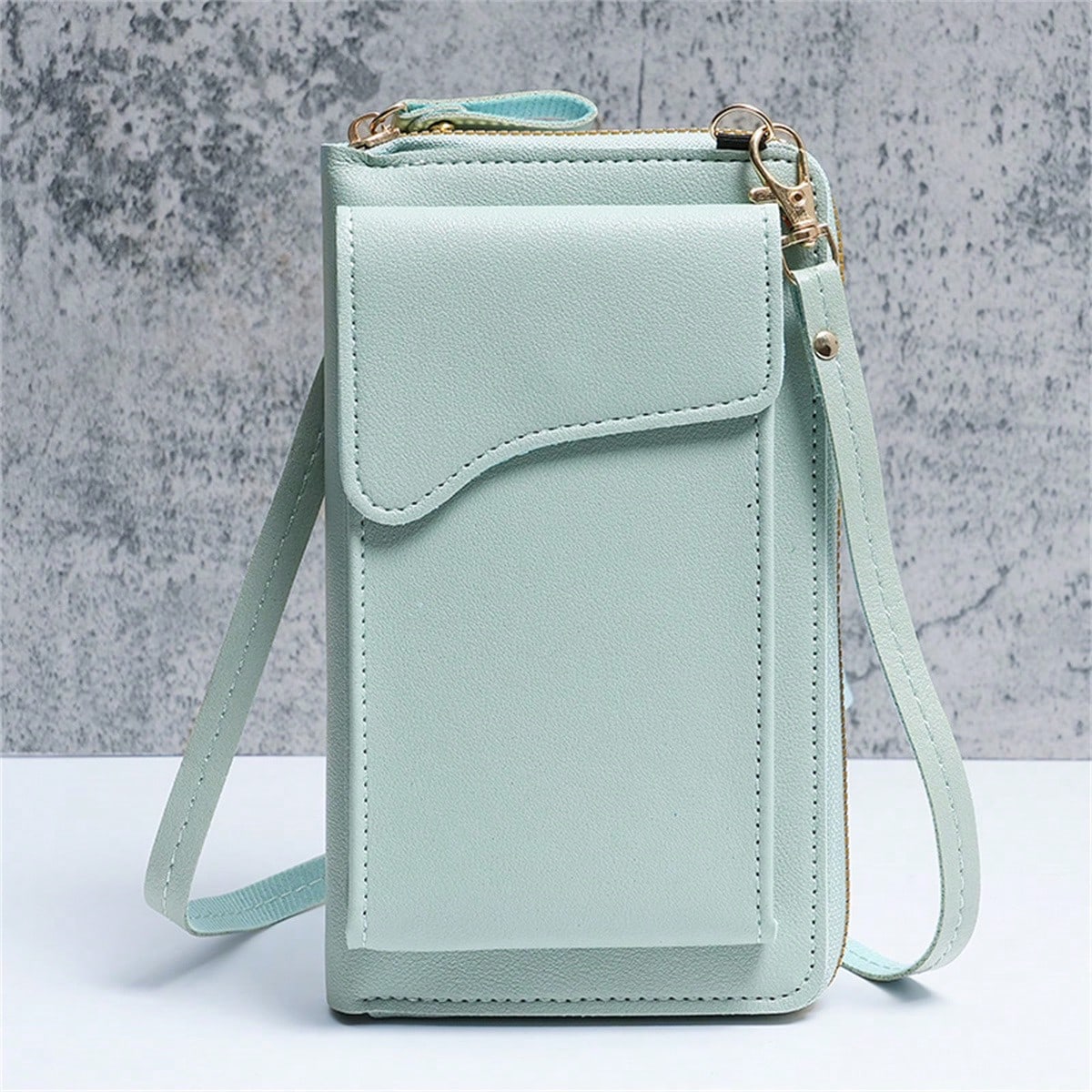 bolso verde porta celular para dama
